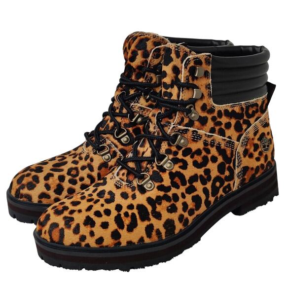 Timberland Shoes - Timberland  Leopard Lace up Mid Work Boots Size 8